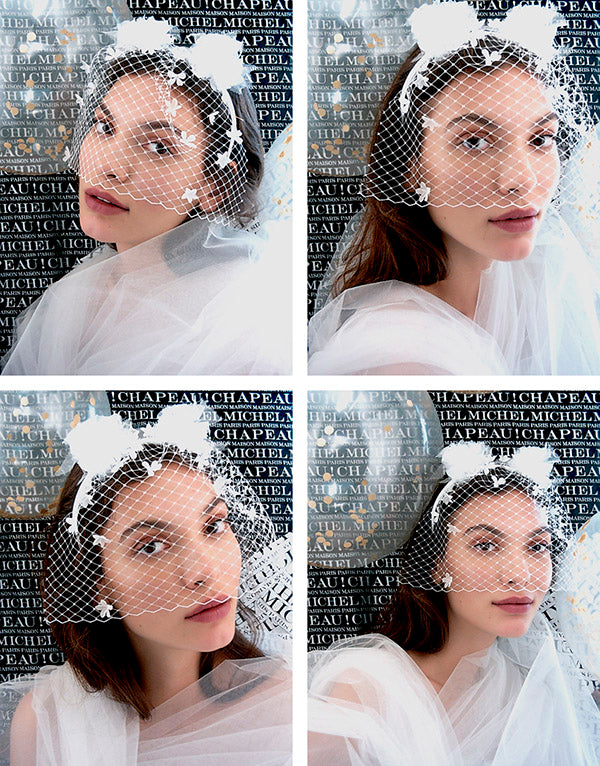 Yosh Flower - serre-tête blanc avec pompons.