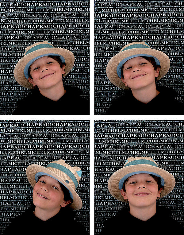 Loulou - Chapeau en paille couleurs naturelle et bleue avec des oreilles de chat.