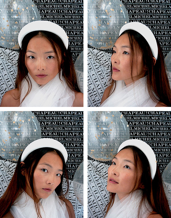 Miwa - serre-tête en taffetas blanc.