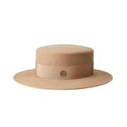 Kiki - chapeau canotier en feutre de lapin camel et waterproof.