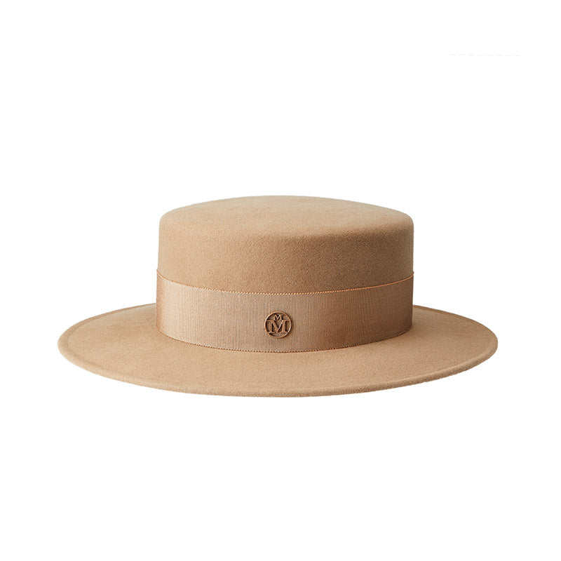 Kiki - chapeau canotier en feutre de lapin camel et waterproof.