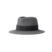 André - Fedora en feutre de laine gris foncé orné d’un ruban ton sur ton.