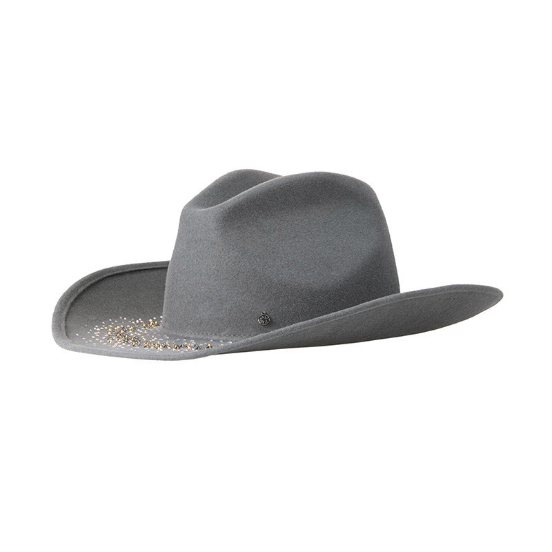 Austin - Chapeau cowboy en denim patchwork brodé de strass.