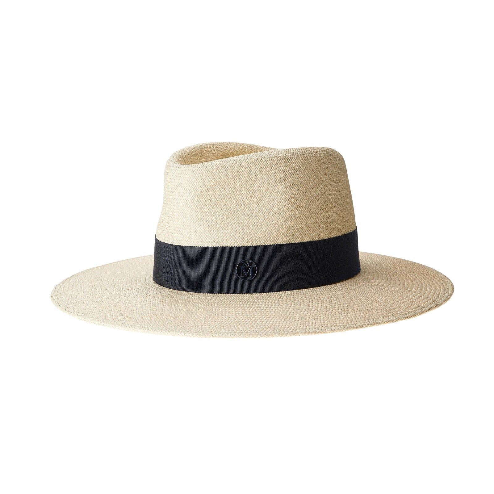 Charles - fedora en paille panama et gros grain bleu marine.