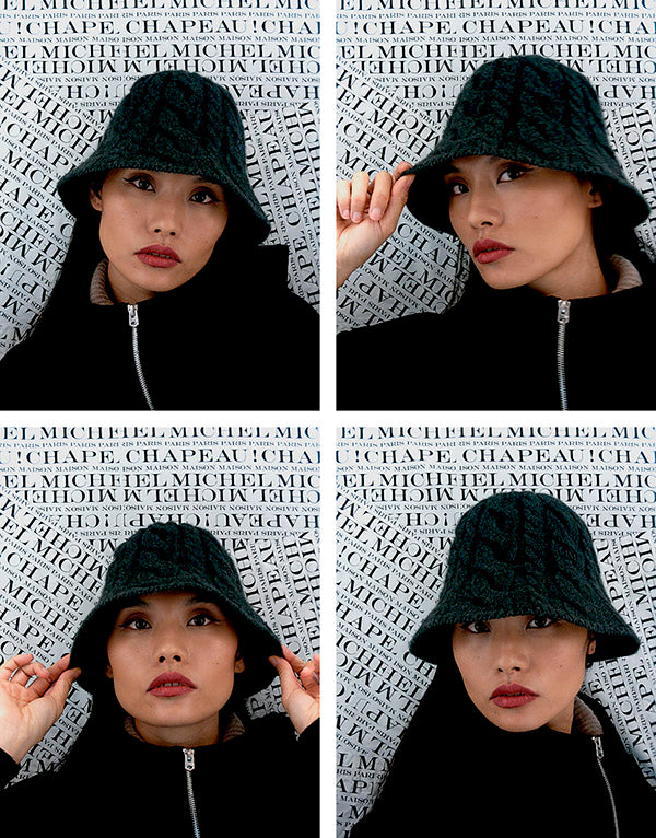 Clem - Bonnet en tissu cachemire gris charbon.