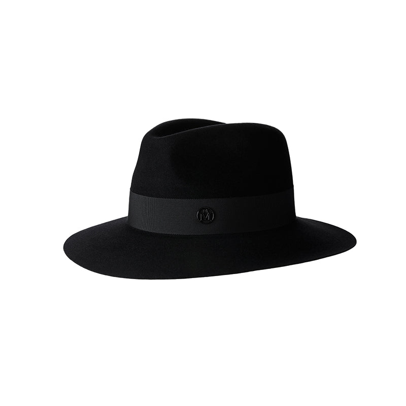 Henrietta - fedora en feutre de lapin noir, waterproof.