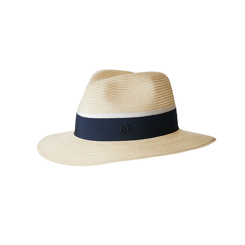 Henrietta - fedora en chanvre et gros grain bleu marine.