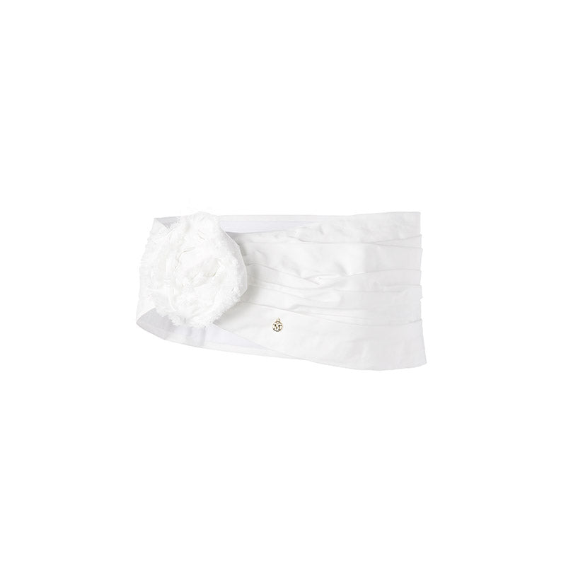 Hiromi - bandeau blanc avec fleur.