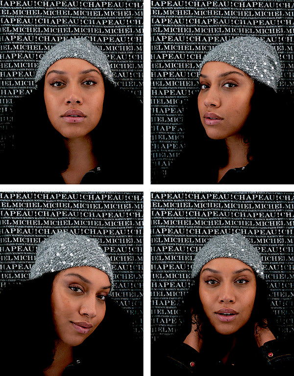 Jude - Bonnet en laine tricotée grise brodé de sequins argentés.