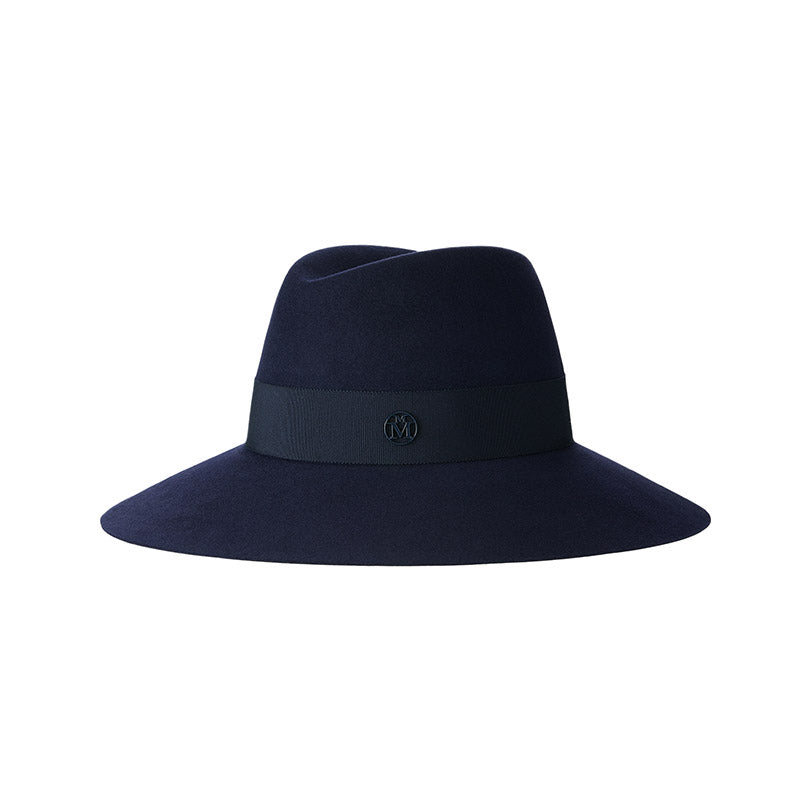 Kate - fedora en feutre de lapin bleu marine, waterproof.