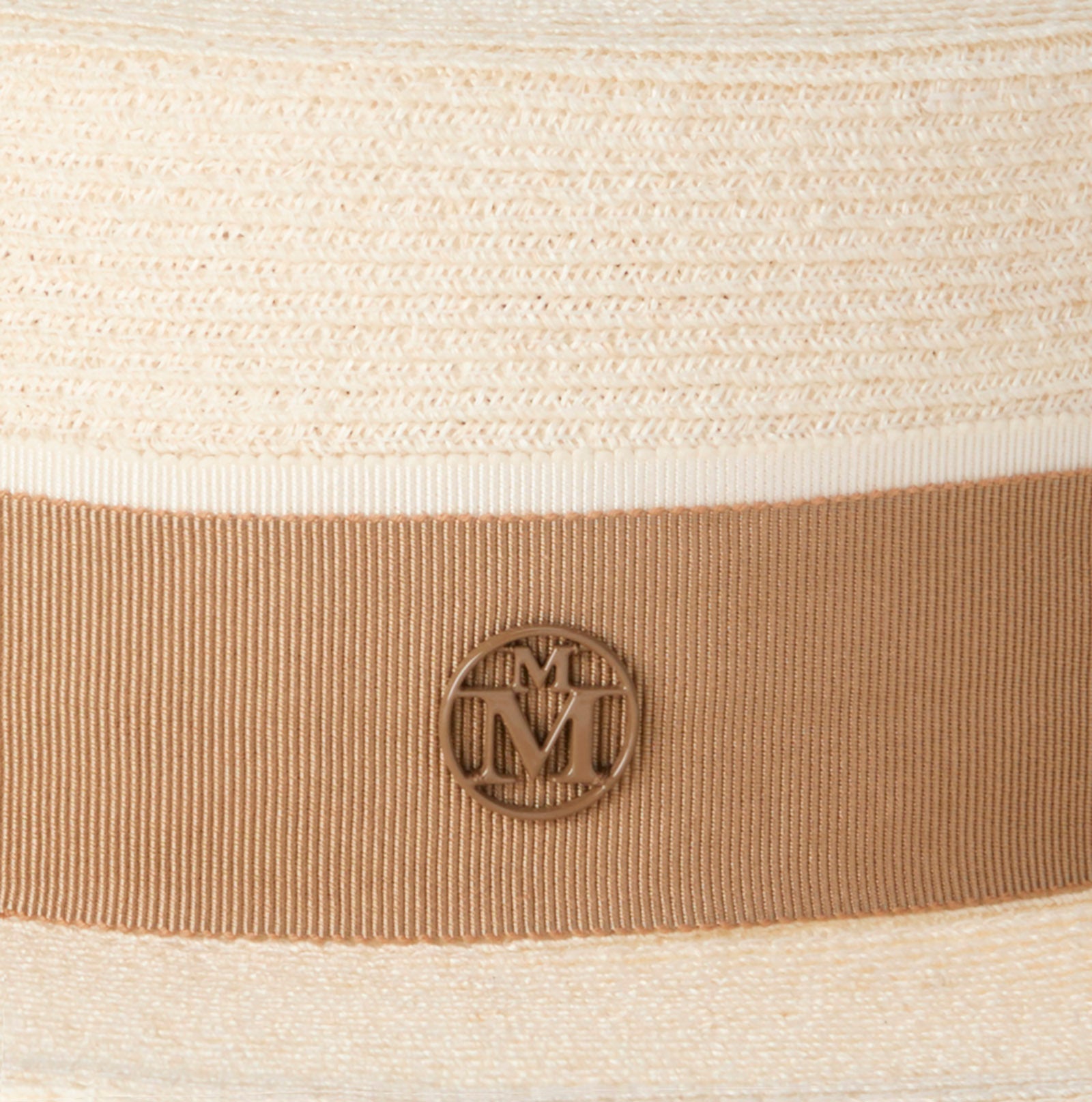 Kiki - Chapeau canotier en paille naturelle avec un ruban beige