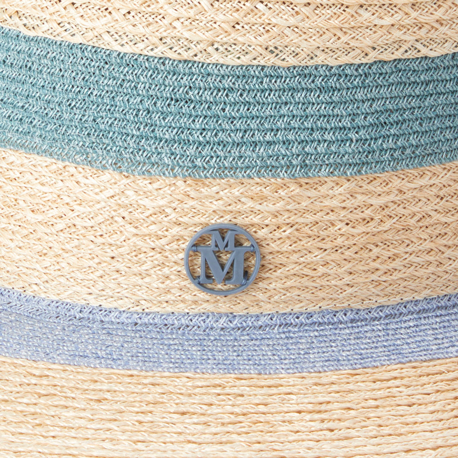 Loulou - Chapeau en paille couleurs naturelle et bleue avec des oreilles de chat.