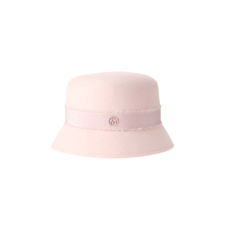 Mini New Kendall - Chapeau cloche en feutre rose orné d’un ruban ton sur ton en mohair.