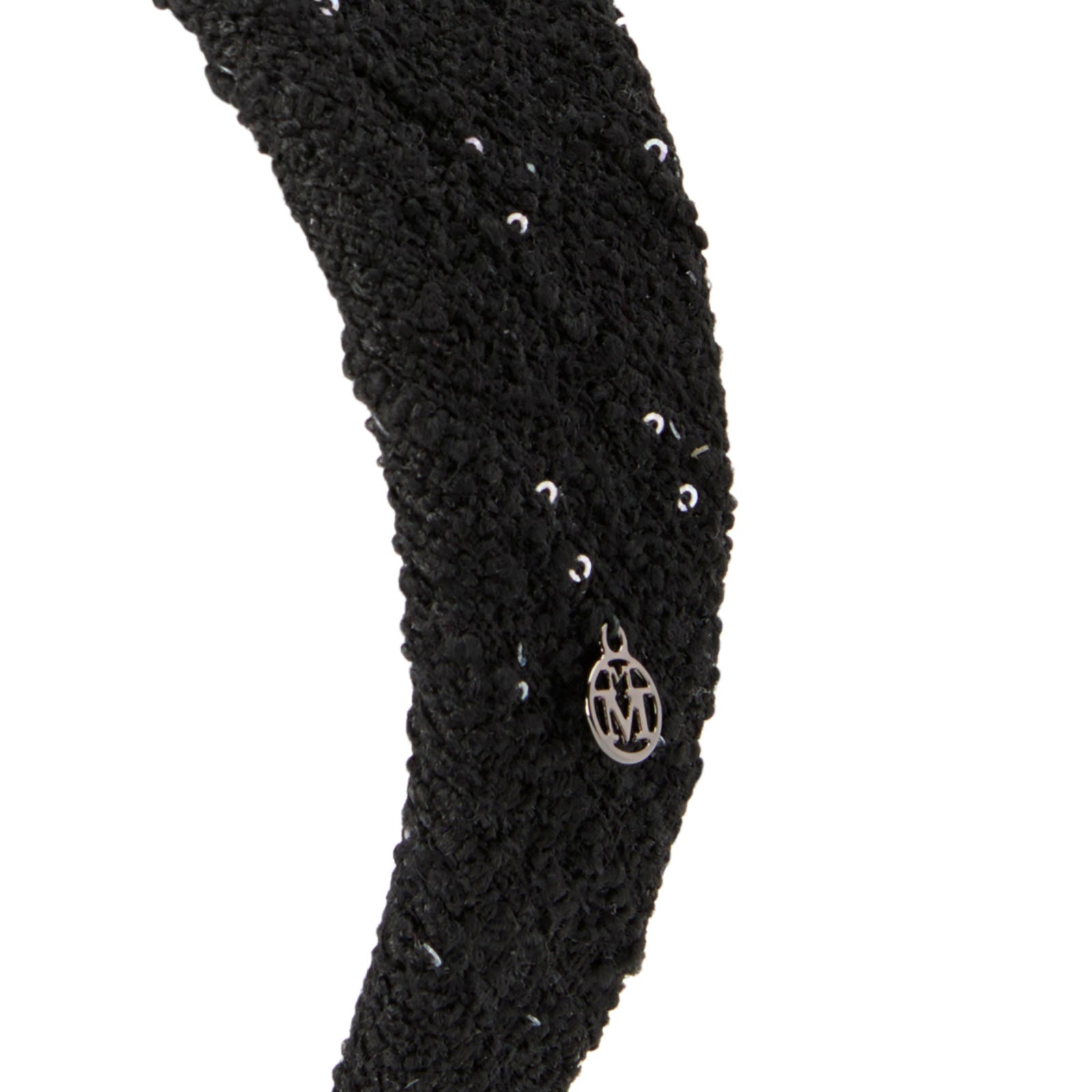 Miwa - Serre-tête en tweed noir orné de sequins.