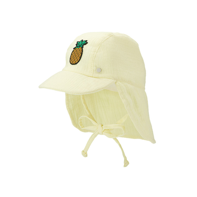 Rais - Casquette en coton jaune pâle avec un patch ananas.