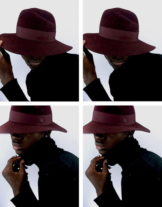 Virginie - fedora en feutre de lapin bordeaux, waterproof.