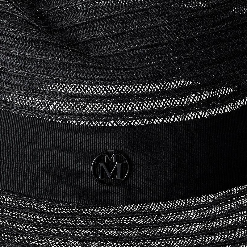 Virginie - fedora en paille cousue noire.