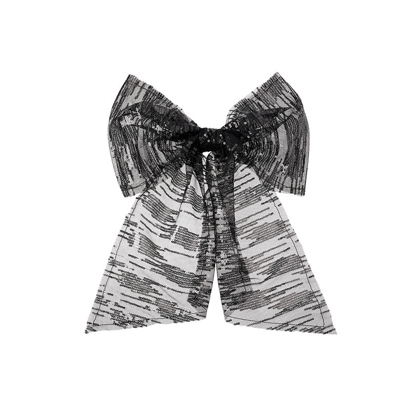Wicole - barette avec un nœud noir en tulle et sequins