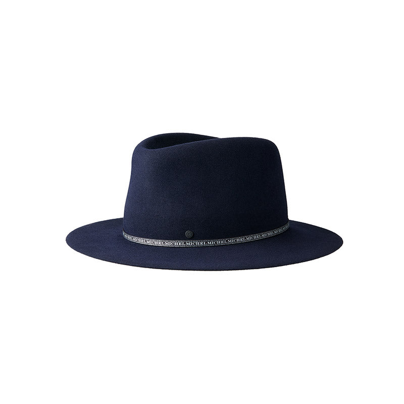 André - chapeau fedora roulable et déperlant en feutre navy.