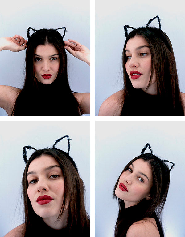 Heidicat - serre-tête noir avec oreilles de chat en tulle