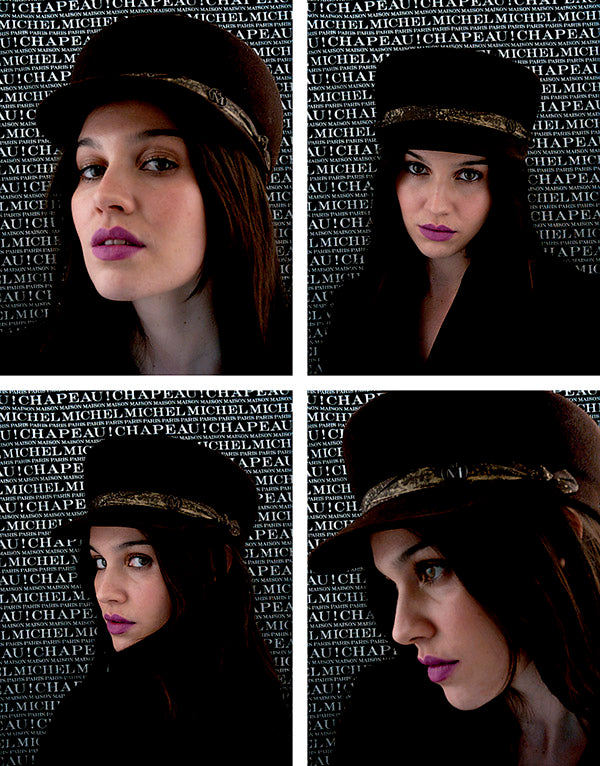 Abby - Casquette en feutre marron foncé avec un ruban marron et doré.