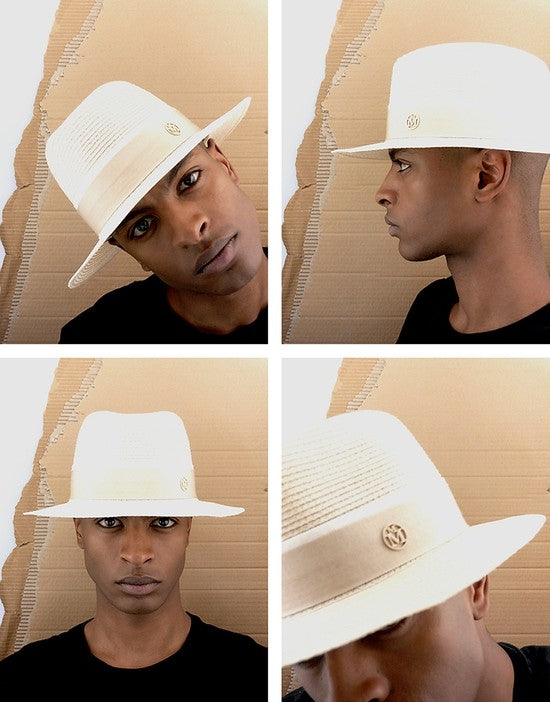 André - fedora en chanvre et gros grain beige.