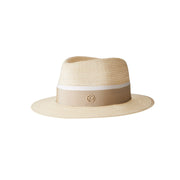 André - fedora en chanvre et gros grain beige.