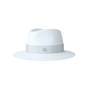 André - Fedora en feutre bleu glacé et un gros-grain ton sur ton.