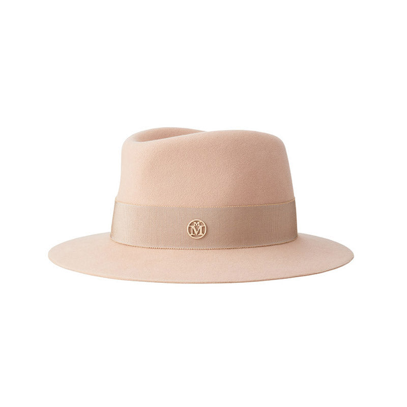 André - Fedora en feutre de laine bunker beige avec un ruban ton sur ton.