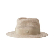 André - Fedora en paille de chanvre couleur lin orné d'un ruban ton sur ton.