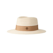 André - Fedora en paille naturelle avec un ruban beige