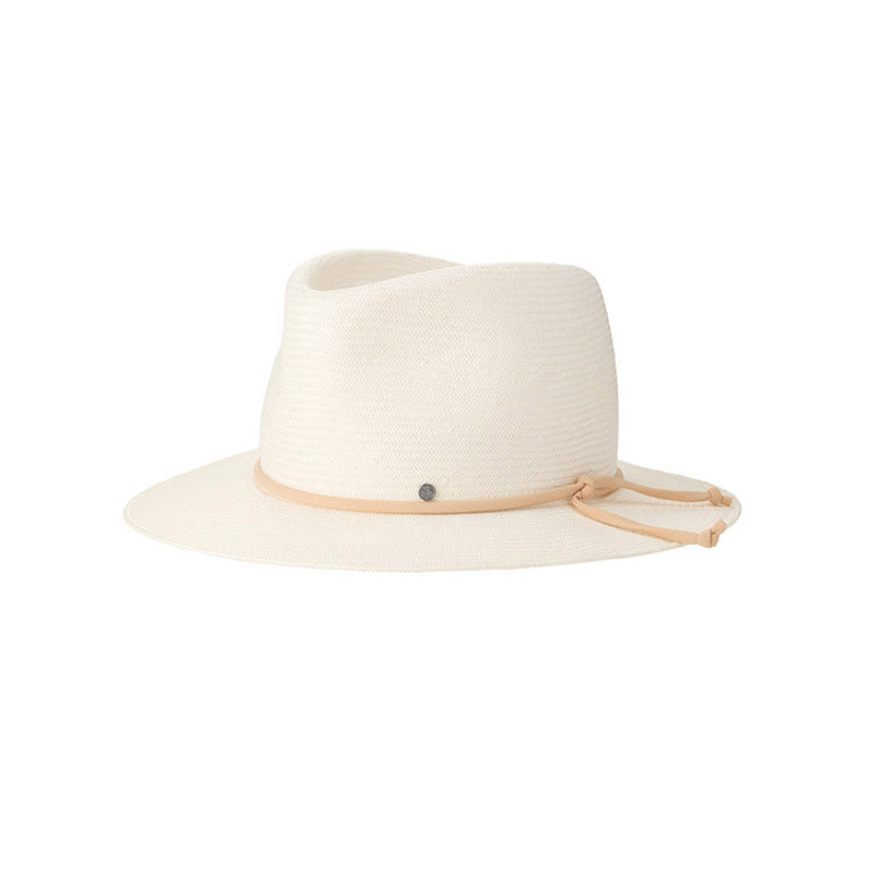 André - Fedora en paille naturelle pliable et un ruban camel