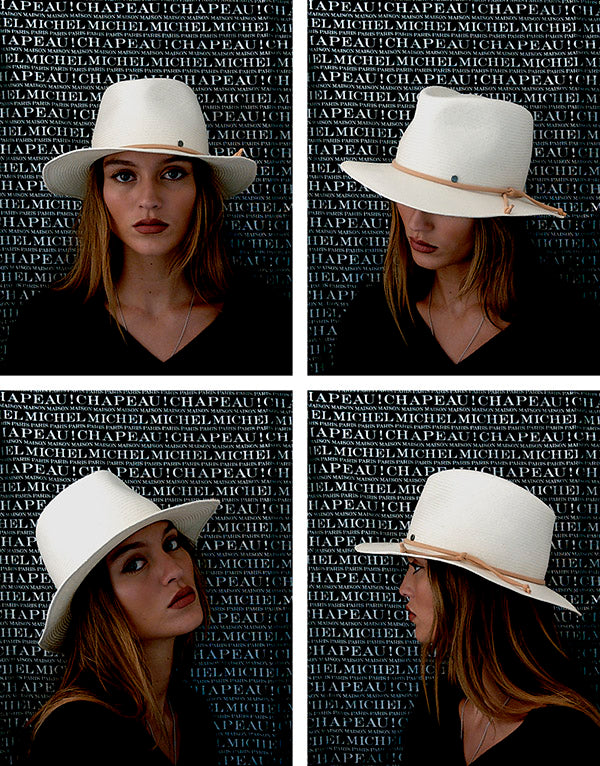 André - Fedora en paille naturelle pliable et un ruban camel