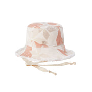 Angele - Bob en tissu imprimé multicolore inspiré par la fleur d'oranger avec une jugulaire.