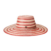 Aude - Chapeau à large bord en paille brisa rouge et naturelle.