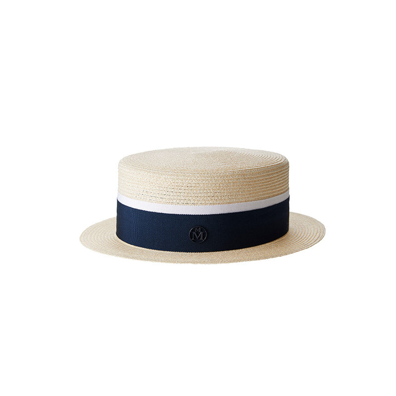 Auguste - canotier en chanvre et gros grain bleu marine.