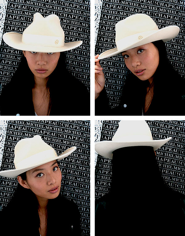 ハット MAISON MICHEL AUSTIN DENIM STRASS HAT Maison Michel Austin Denim Strass Straw Cowboy Hat | Neiman