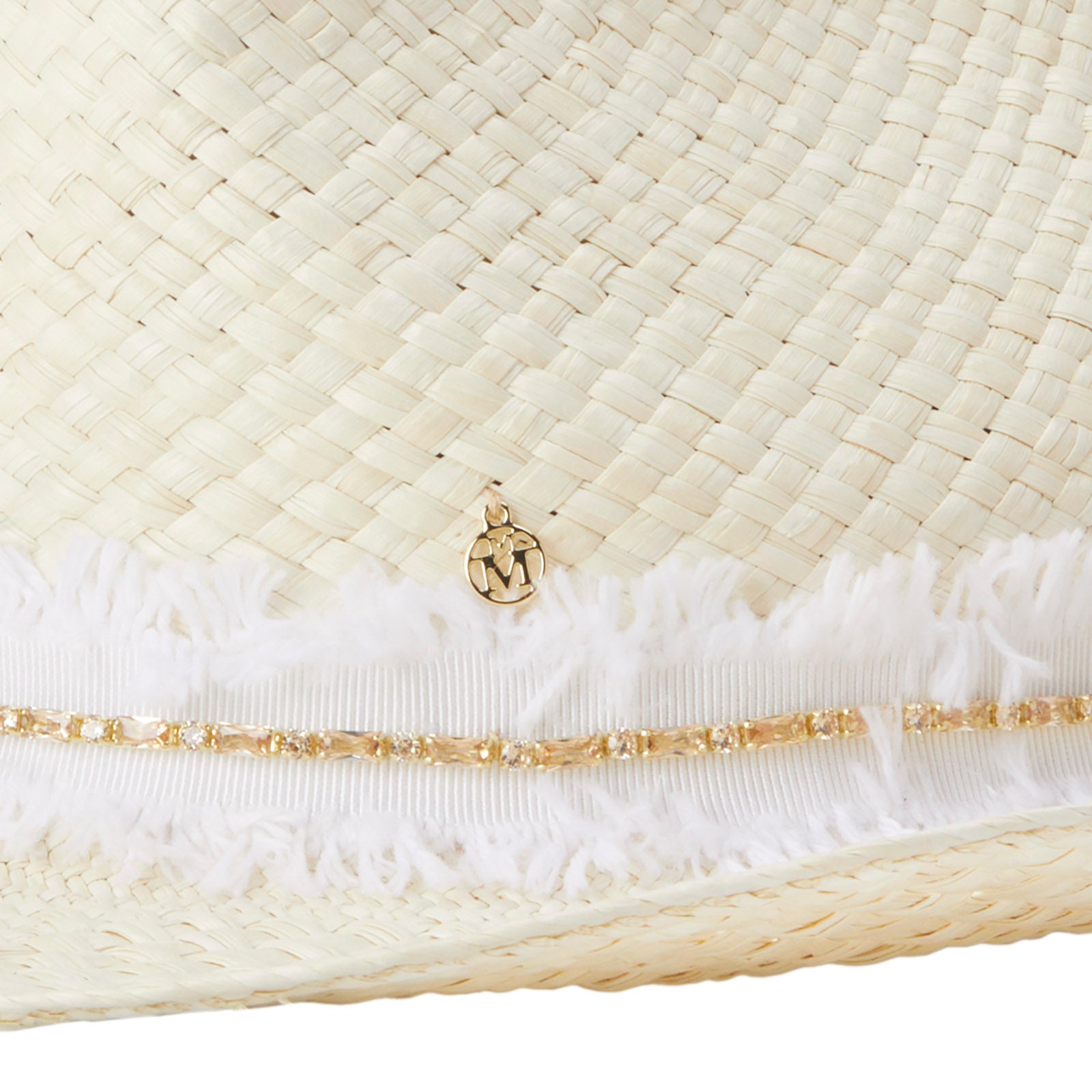 Austin - Chapeau de cowboy en paille brisa avec un ruban en denim et strass.