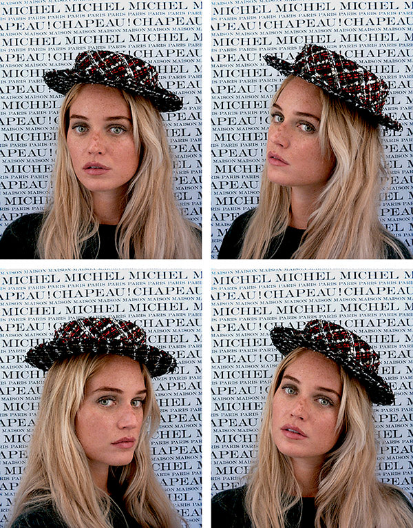 Canotier hat in tweed