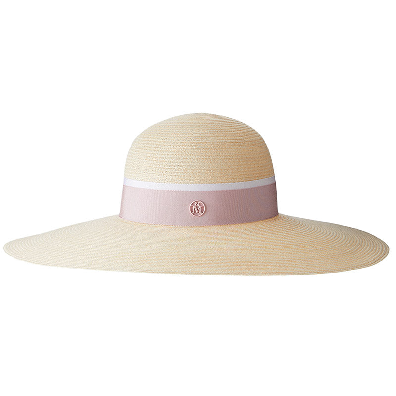 Blanche - capeline en chanvre et gros grain rose.