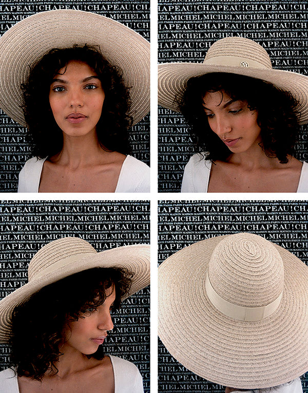 Blanche - Capeline en paille de chanvre couleur lin orné d'un ruban ton sur ton.