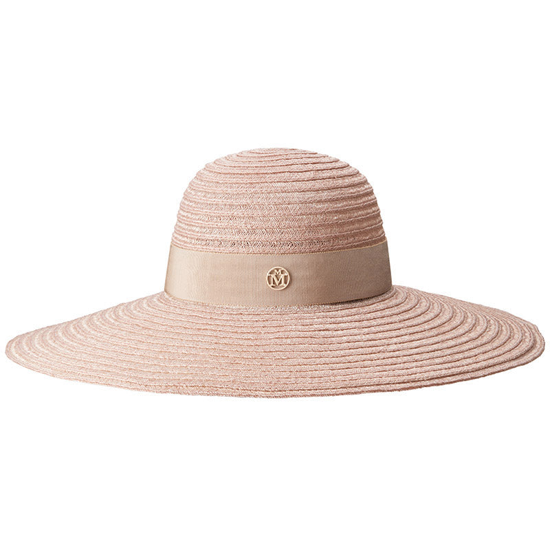 Blanche - Capeline en paille de chanvre beige bunker orné d'un ruban ton sur ton.