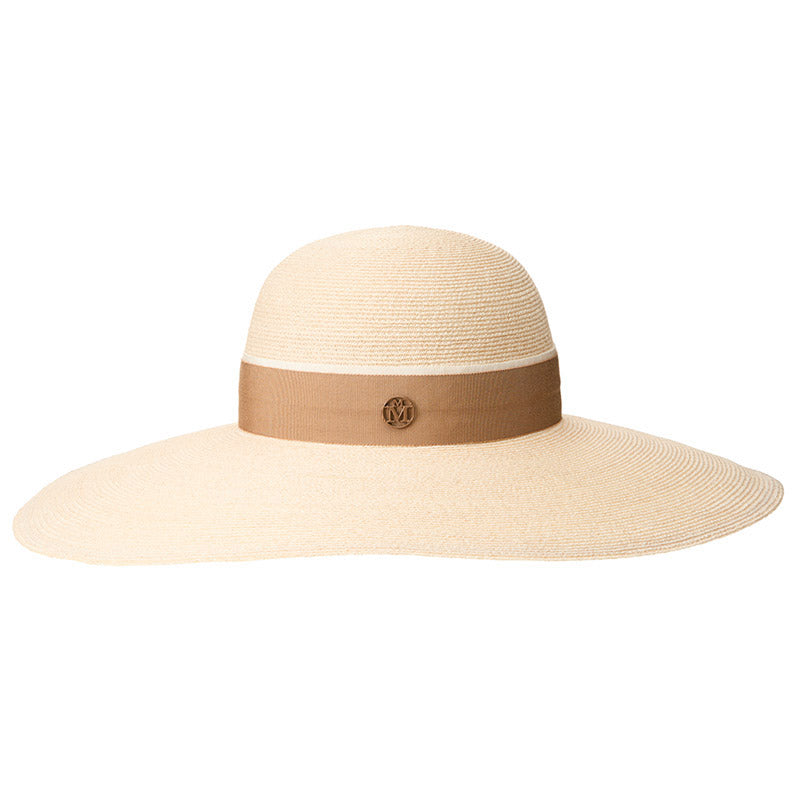 Blanche - Capeline en paille naturelle avec un ruban beige