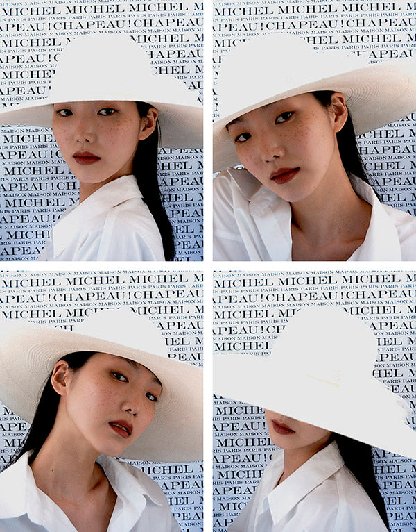 MAISON MICHEL メゾンミッシェル ハット ナチュラル ホワイトリボン Blanche – Maison Michel