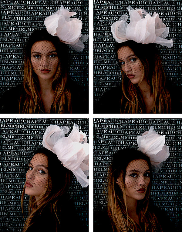 Bloom - Serre-tête en soie et voile noir orné d’une pivoine, fabriqué à la main par la Maison Lemarié.