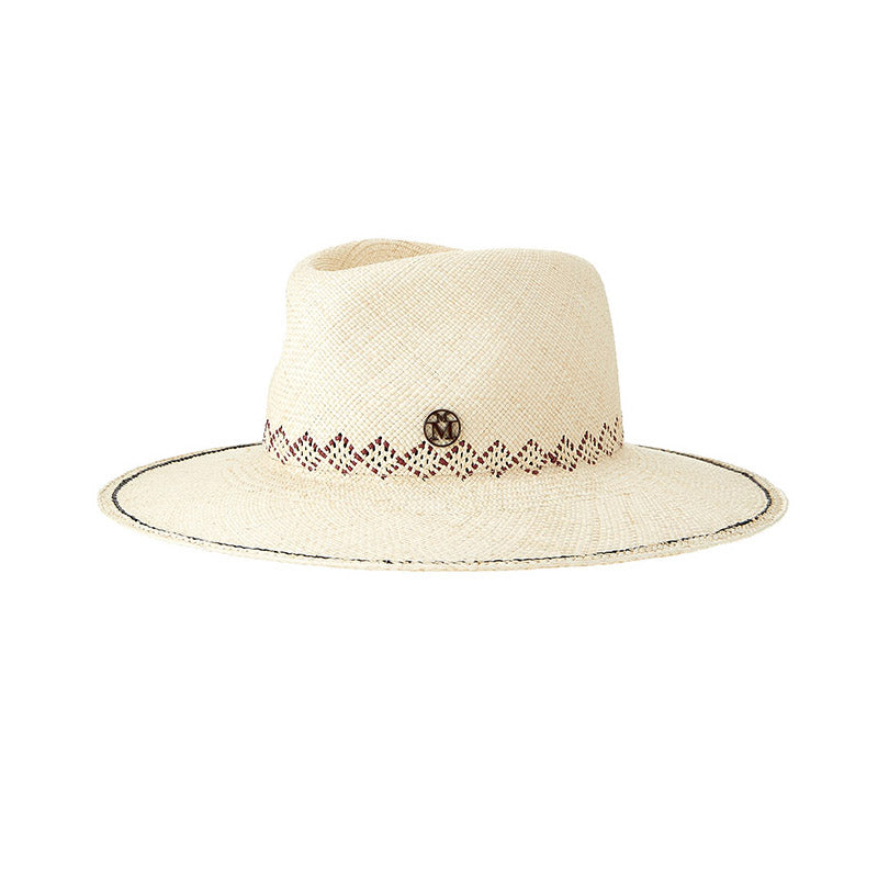 Charles - Fedora en paille naturelle avec des motifs perforés.