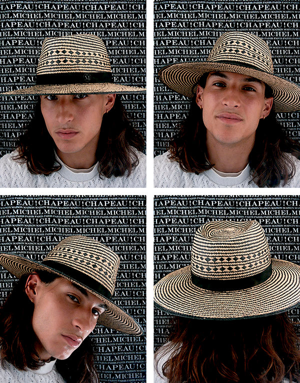 Charles - Fedora en paille brisa bicolore.