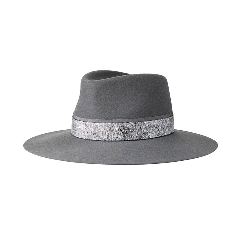 Charles - Fedora en feutre de laine gris foncé orné d’un ruban argenté.