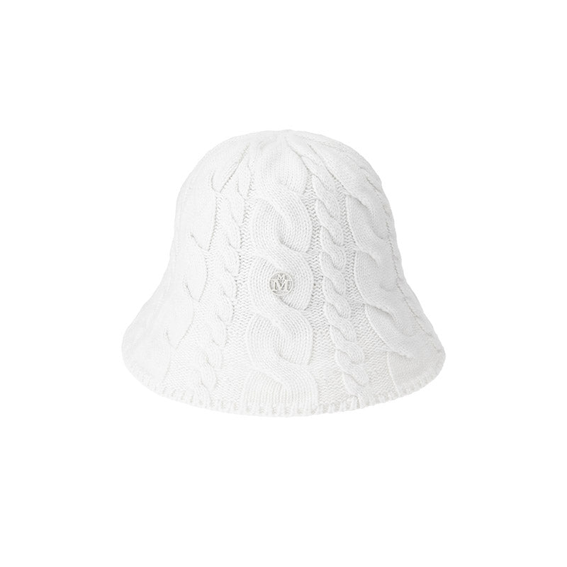 Clem - Bonnet en tissu cachemire blanc neige.