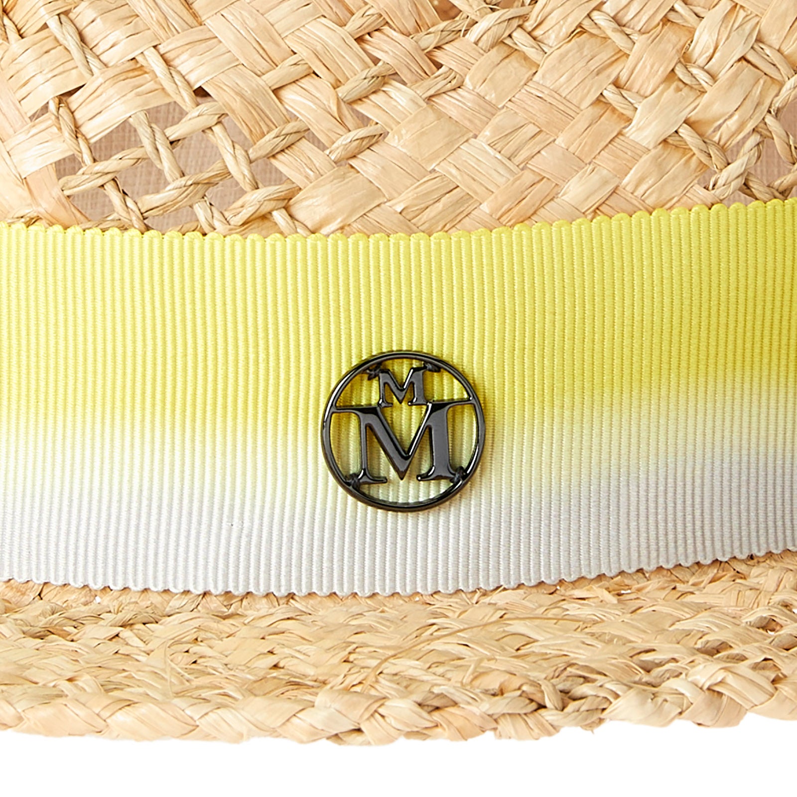 Derek - Fedora en paille raphia et son ruban tie & dye jaune.